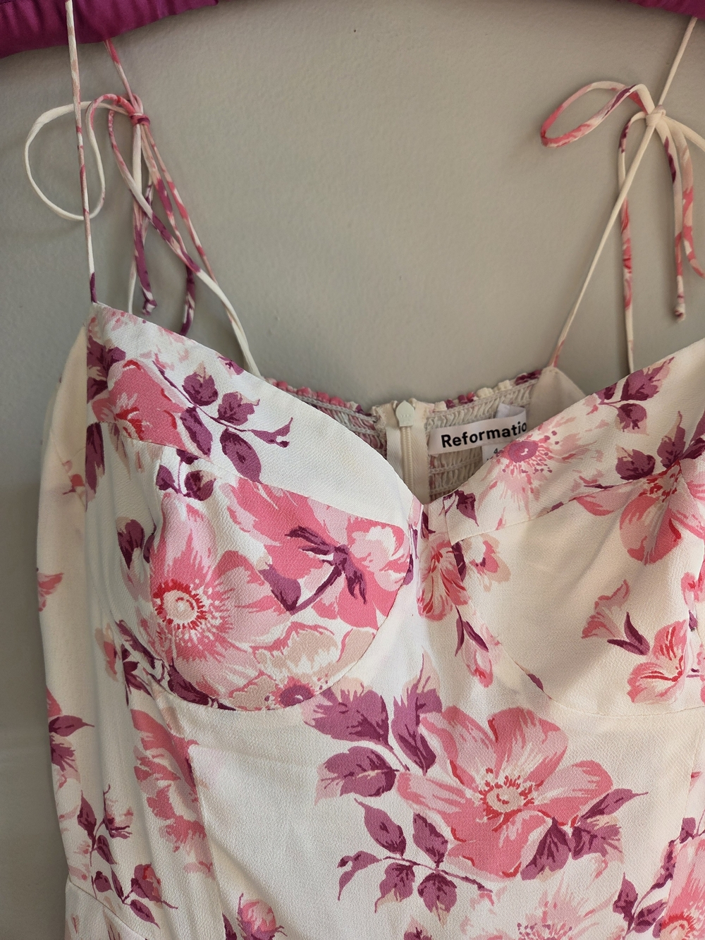 Reformation PINK Kourtney Georgette NWOT Slip 'Wrap' Spaghetti Straps Floral 4